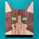 木目が美しい木製猫の壁掛けアート【ハチワレ猫】の画像
