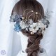 くすみブルーと林檎の花の髪かざり　成人式　卒業式　結婚式　振袖　着物　和装　ヘアアクセサリーの画像