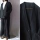 【受注制作】黒/ヴィンテージ風リネンツイル　深Vジャケットの画像