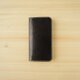 牛革 iPhone15 / 15 Pro カバー  ヌメ革  レザーケース  手帳型  ブラックカラーの画像