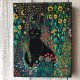 「クリムトの庭の黒猫」F0サイズ アート作品 原画 猫 徳島洋子作品 アクリル画の画像