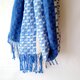 北欧手織りオーシャンブルーのストール（シルク×リネン）の画像