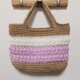 コットン糸のリフ編み入り麻紐バッグ　さくら色の画像