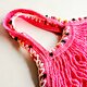 ネットバッグ　ピンク　手編みのポンポン毛糸の飾り　メッシュバッグ　マルシェバッグ　エコバッグ　コンパクトの画像