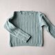 ミントブルー　手編みガンジーセーター