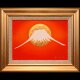●『金の太陽の朱色に染まる富士』がんどうあつし絵画油絵24K純金太陽開運赤富士山の画像