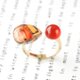 【私だけのリング C】一点物 天然石 ターコイズ フリーサイズ リング 指輪 フォークリング ギフト 赤 オレンジの画像