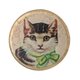 ドイツデザインレジン&ウッドボタン リボンの猫L B-1005 キャット ねこ アンティーク　ヴィンテージの画像