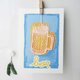 刺繍カード・ビールと枝豆の画像