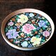 黒にカラフルな花尽くし◆中国産　色絵中皿プレート　器　シノワズリ チャイナレトロ　飾り皿　ブラック　の画像