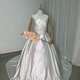 豪華！ウェディングドレス ベアトップ ふっくら柔らかなバックリボン 華やかなトレーン 編み上げ 結婚式の画像