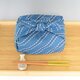 風呂敷　日本のかたち　三筋刺子　先染ふろしき　青　 弁当箱包み　綿100％　50cm幅の画像