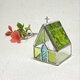『ケルティック　イエローグリーン教会』ステンドグラス・LEDキャンドルホルダーの画像