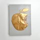 レザーのコラージュアート（GOLDEN APPLE） 金の林檎 革 A4 木製パネルの画像