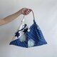 【1点もの】単-ひとえ-のあずま袋 ２色づかい -浴衣地 青に花 & 浴衣地 白にもみじ（ヴィンテージ） AZ474の画像