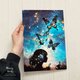 A4 ポスター 蝶々と女の子 星空の神秘的な 宇宙 イラスト アートの画像