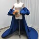 エレガント マント パフスリーブ ジュエルブルー デザイン感 ブライダル 前撮りの画像