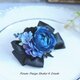 青い薔薇と黒い薔薇のリボンヘアクリップ　黒　青　成人式　卒業袴　ゴシック　髪飾り　ヘッドドレス　イベント 　浴衣　ヘアクリップの画像