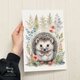 A4 ポスター 可愛い ハリネズミ ボタニカル フラワー 花 水彩画 イラスト アートの画像