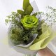 プリザーブドフラワー大輪の緑の薔薇とグリーンの緑づくしの花束（花束ラッピング）の画像