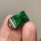 RS8-31 シルバー 天然 黒緑 ミャンマー産 本翡翠 リング 指輪 フリーサイズ 金属アレルギー対応の画像
