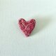 " 秋冬ピンクのハート刺繍ブローチ"