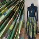 1点もの 絵画なパッチワーク♥Khaki＆moss green♥マキシ丈♥超ボリュームギャザースカート Wゴムの画像