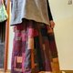 自然染木綿ハギレパッチスカート⭐カラフル楽しいおとなスカート80cm 丈の画像