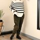 ダボっと可愛いジョガータイプコーデュロイパンツ：ダークグリーンの画像