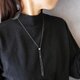 サージカルステンレス〇ジルコニアのスライド式ロングネックレス（シルバー）　Y字ロング　ラリエット　金属アレルギー対応