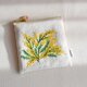 「ミモザ」手刺繍ポーチ