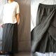 【受注制作】濃チャコールグレー/天日干しリネン　巻きスカートパンツ