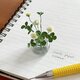 《和紙の花》花瓶＆シロツメクサの花束(四葉のクローバー１本入り)の画像