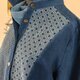 本藍染 コットン100％ 長袖 刺繍シャツブラウス レディース M〜Lの画像
