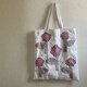 トートバッグ　白(赤い花×5)