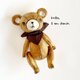 身長5cmのミニチュアテディベア(和紙で作った小さなくまのお人形)／キャメル色