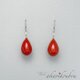 【Pt900】漆ピアス 赤 雫型 朱漆 フックピアス
