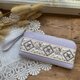 インド刺繍リボン使用のL字ファスナー長財布(ライトパープル)