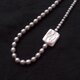 Square Pearl Asymmetry Necklace ／スクエアパール アシンメトリーネックレス（Gray）
