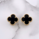 幸せのクローバーピアス 15mm（オニキス）【高品質！送料無料！当日発送！】