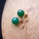 【Gold color】Green Onyx Clip Earrings／グリーンオニキス クリップイヤリング（12mm）