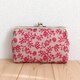 刺繍 お薬手帳・通帳ケース・がま口大きめポーチ 18cm口金 花柄 ベージュ 418