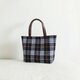 ウールタータンチェックxフェイクレザートートバッグ