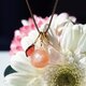 極上ピーチムーンストーンよる桃の花のネックレス・サージカルステンレス・スライドチェーン　～桃の花
