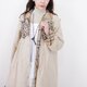 ウールツイードベージュ・スカラップ刺繍タックのイレギュラーヘム羽織りジャケット