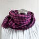 秋冬 イタリアンリネンのストール　ギンガムチェック　フューシャピンク×黒