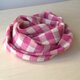 ホームスパン　リネン×カシミヤマフラー　ピンク大きめギンガムチェック