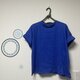 大人のデイリーTシャツ　プチハイネック　コットン　　　　　　ドット柄　ブルー