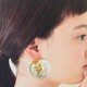 シェル×ミモザの丸型クリアピアス/イヤリング