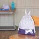 花柄＆リボンの体操着袋(着替え袋)：紫　｜サイズ変更対応の画像